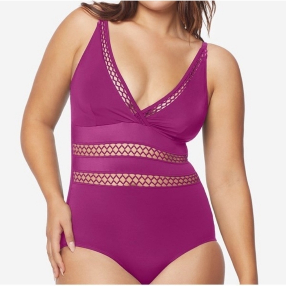 NWT Ruby Ribbon Size 10 Magenta One-Piece Swimsuit